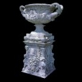 ITALIAN HAND CARVED WHITE MARBLE GARDEN URN AND PEDESTAL - MODEL MP113